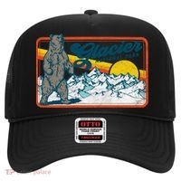 Retro Glacier National Park 80's Bear Graphic 80s Meaningful Gift Hat thumb 0