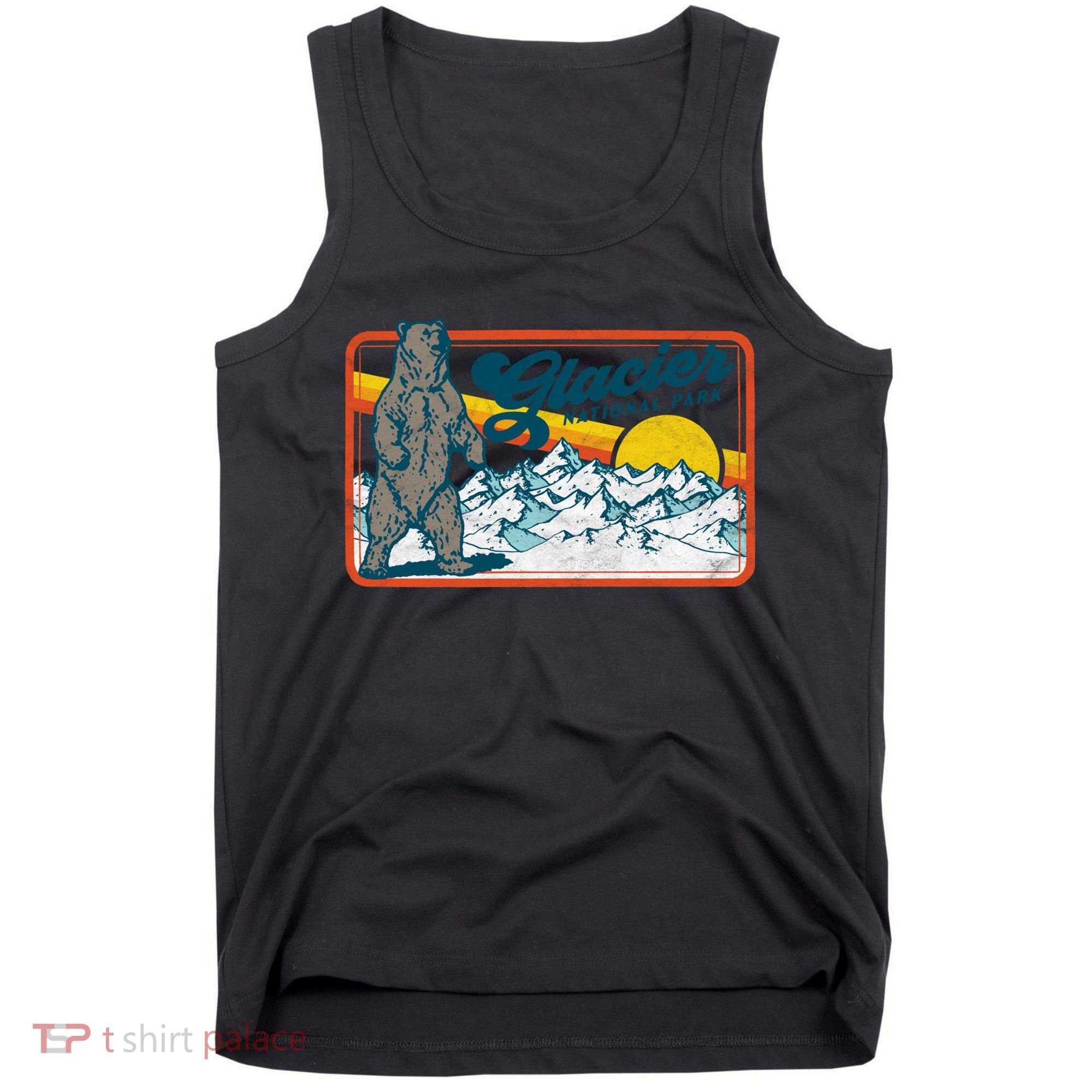 Retro Glacier National Park 80's Bear Graphic 80s Meaningful Gift Tank Top