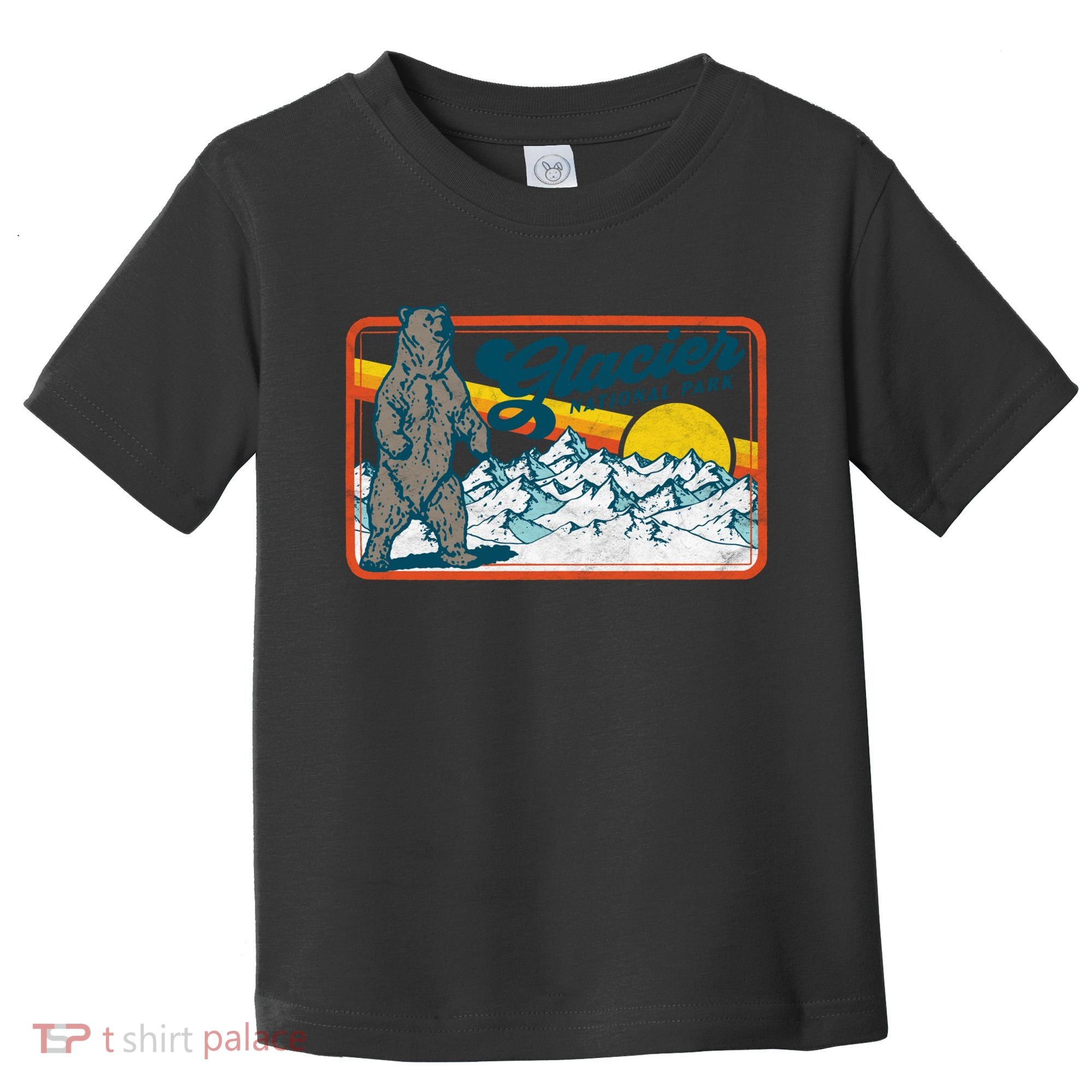 Retro Glacier National Park 80's Bear Graphic 80s Meaningful Gift Toddler T-Shirt