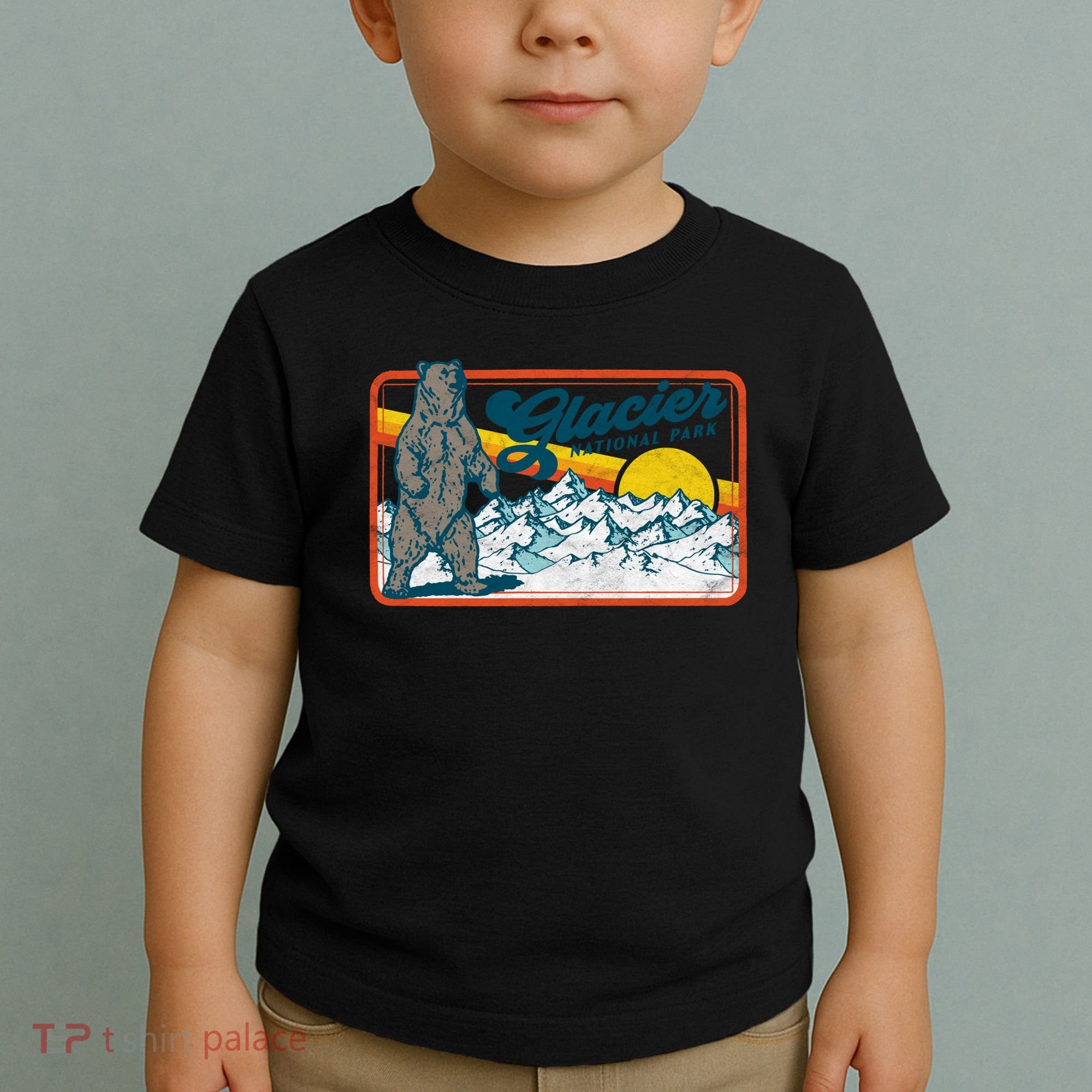 Retro Glacier National Park 80's Bear Graphic 80s Meaningful Gift Toddler T-Shirt