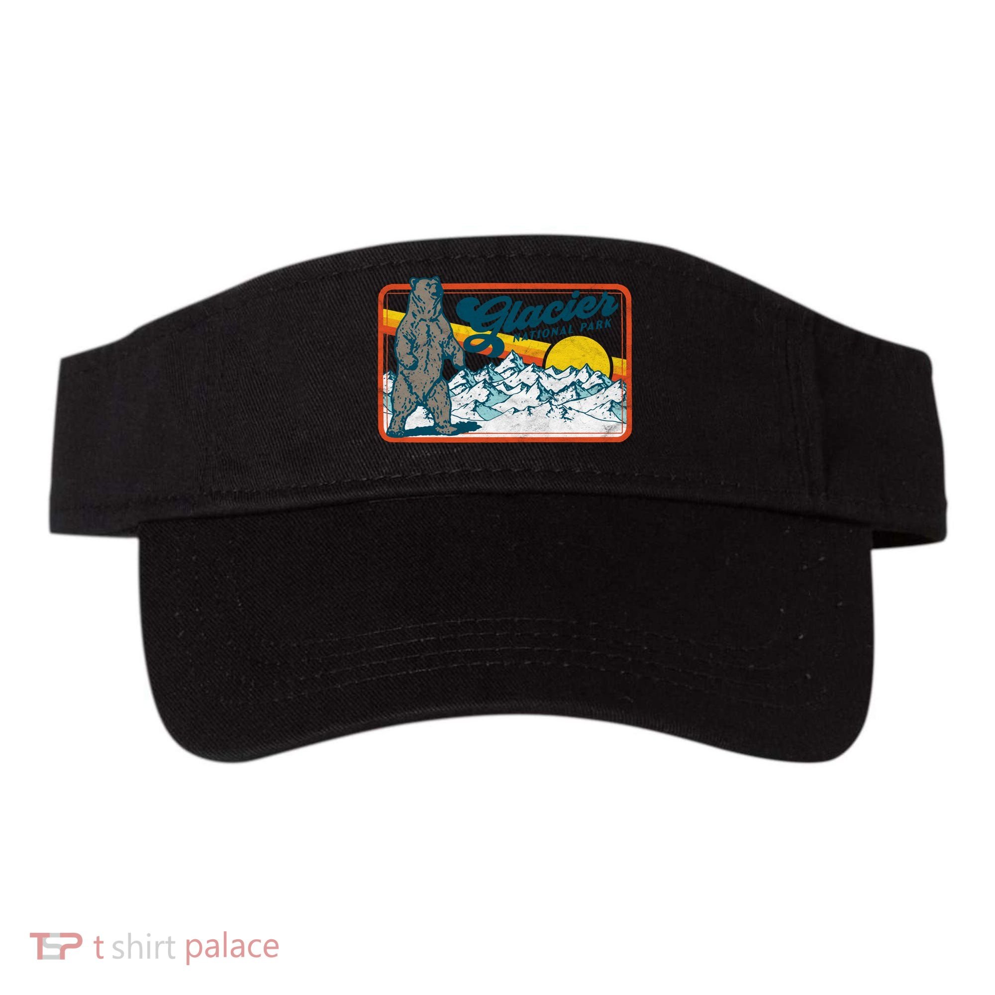 Retro Glacier National Park 80's Bear Graphic 80s Meaningful Gift Visor
