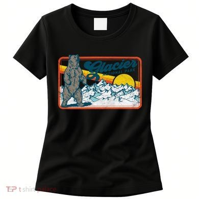 Retro Glacier National Park 80's Bear Graphic 80s Meaningful Gift Women's T-Shirt