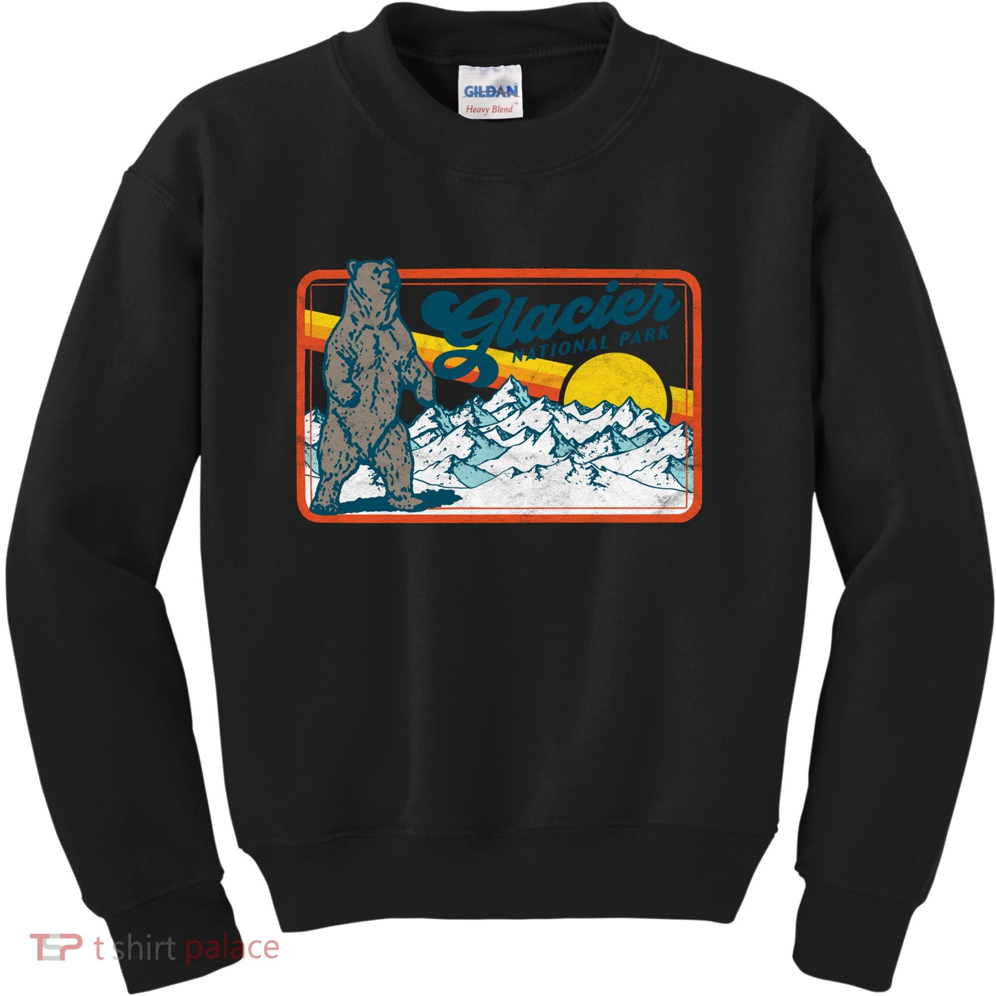 Retro Glacier National Park 80's Bear Graphic 80s Meaningful Gift Kids Sweatshirt