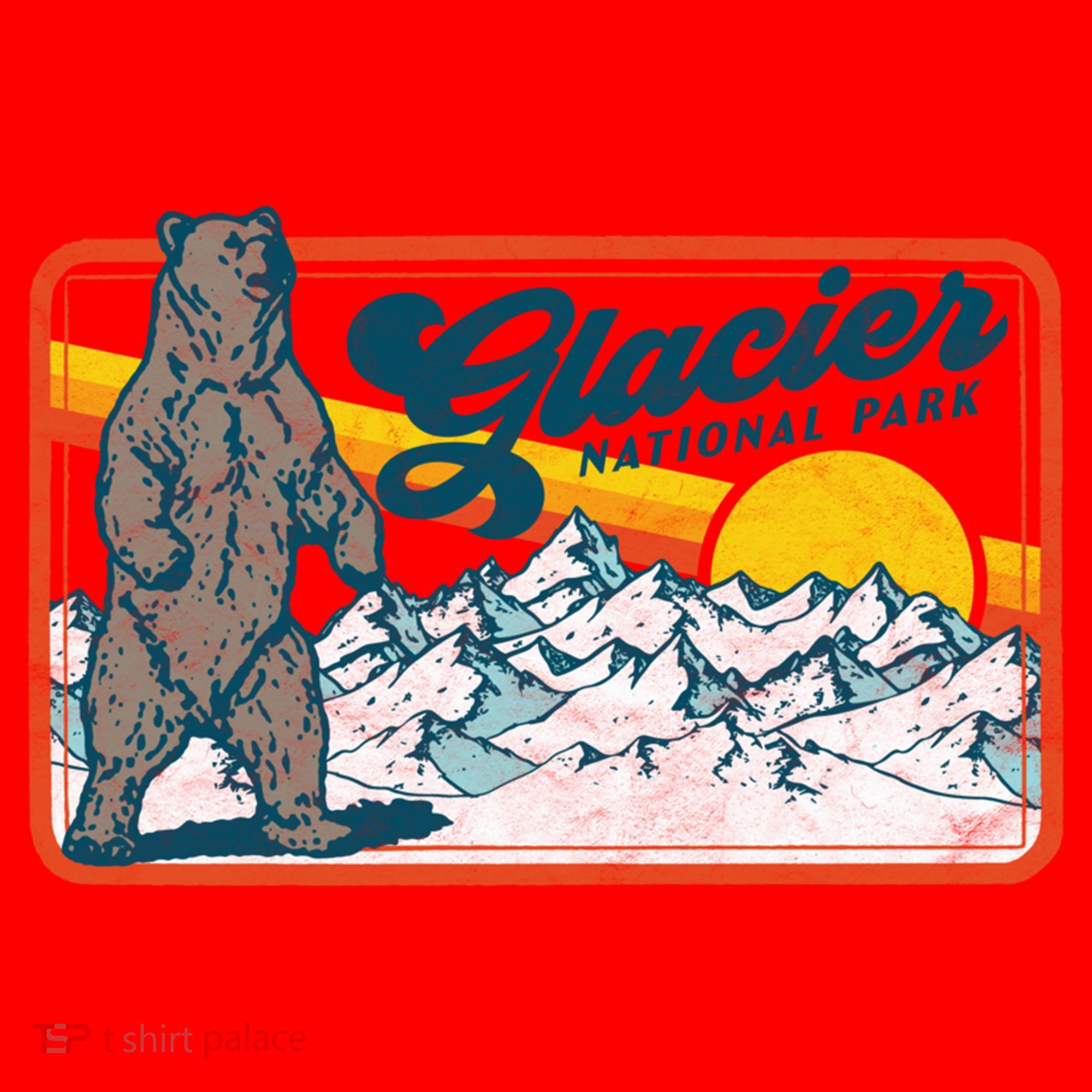 Retro Glacier National Park 80's Bear Graphic 80s Meaningful Gift Santa Hat