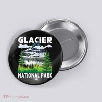 Retro Glacier National Park Hiking & Camping Lover Button thumb 0