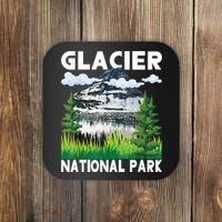 Retro Glacier National Park Hiking & Camping Lover Coaster thumb 0