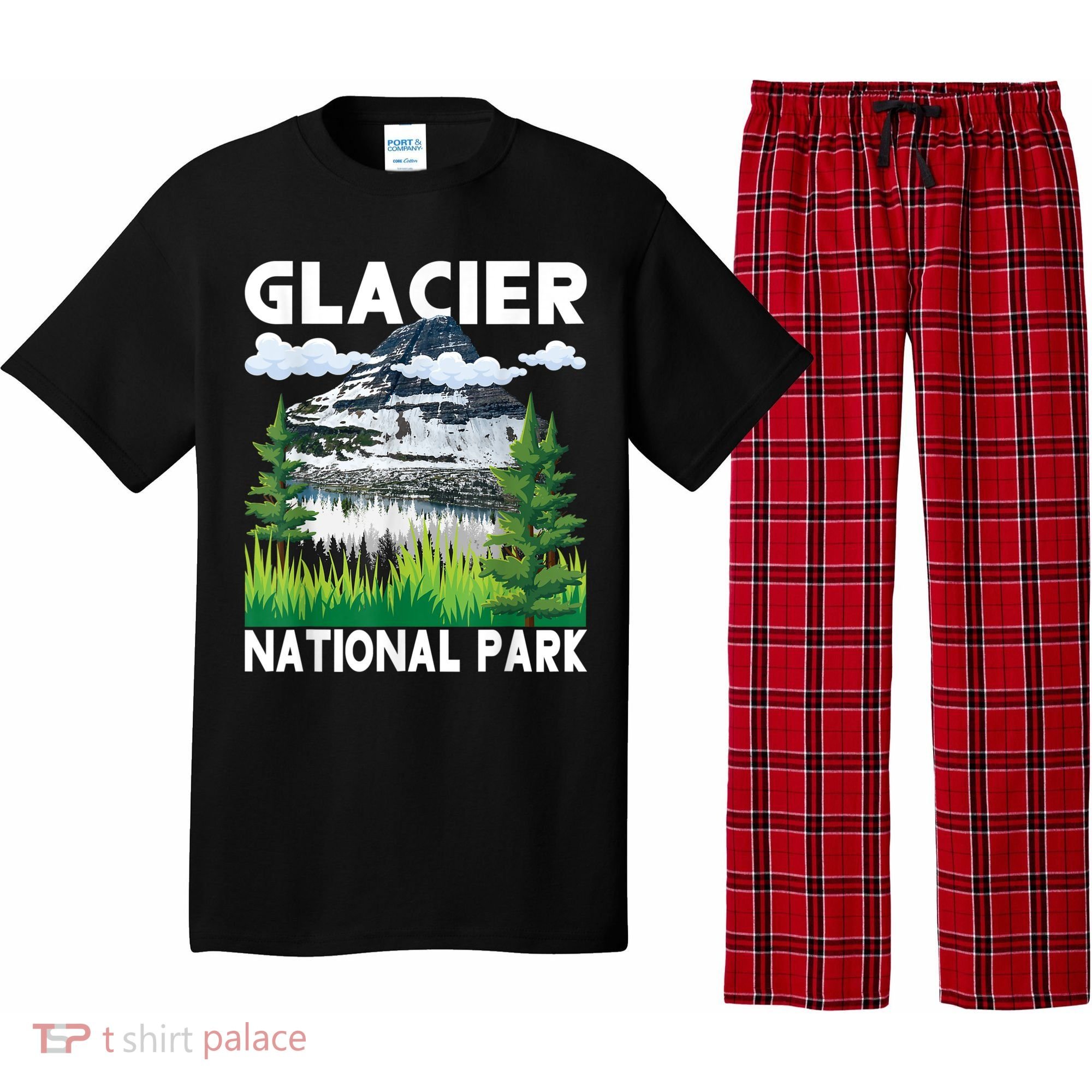 Retro Glacier National Park Hiking & Camping Lover Pajama Set
