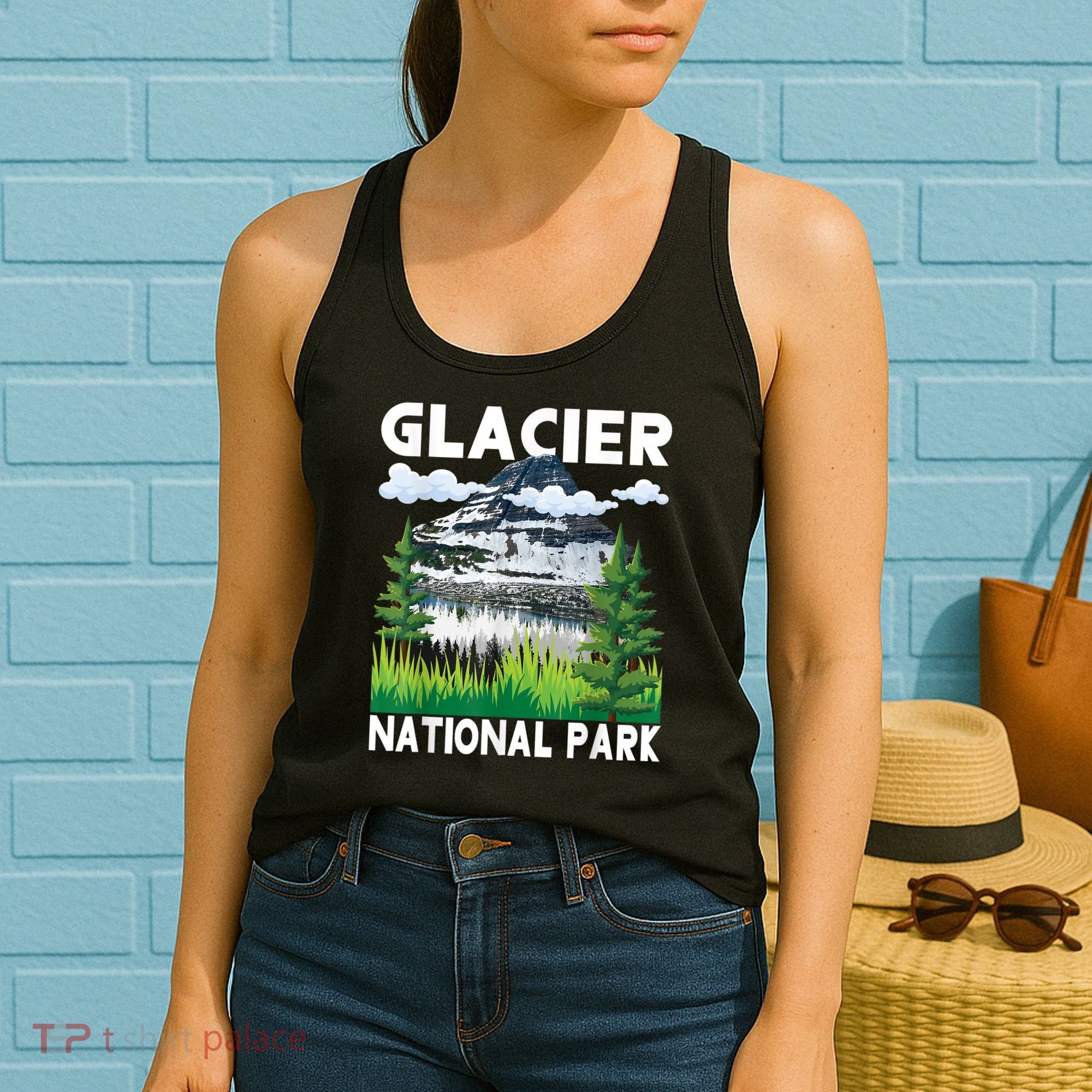 Retro Glacier National Park Hiking & Camping Lover Women's Tank Top