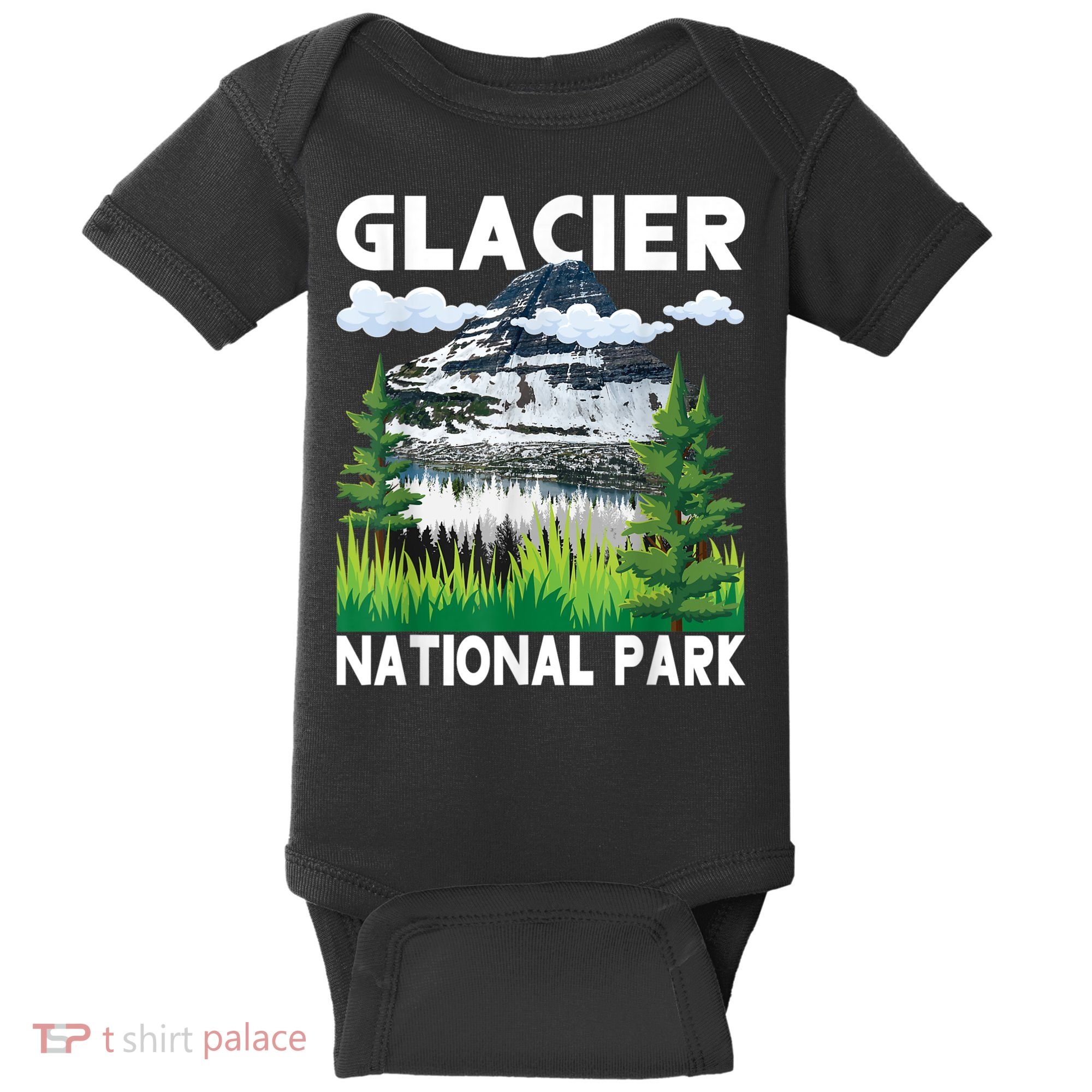 Retro Glacier National Park Hiking & Camping Lover Baby Bodysuit