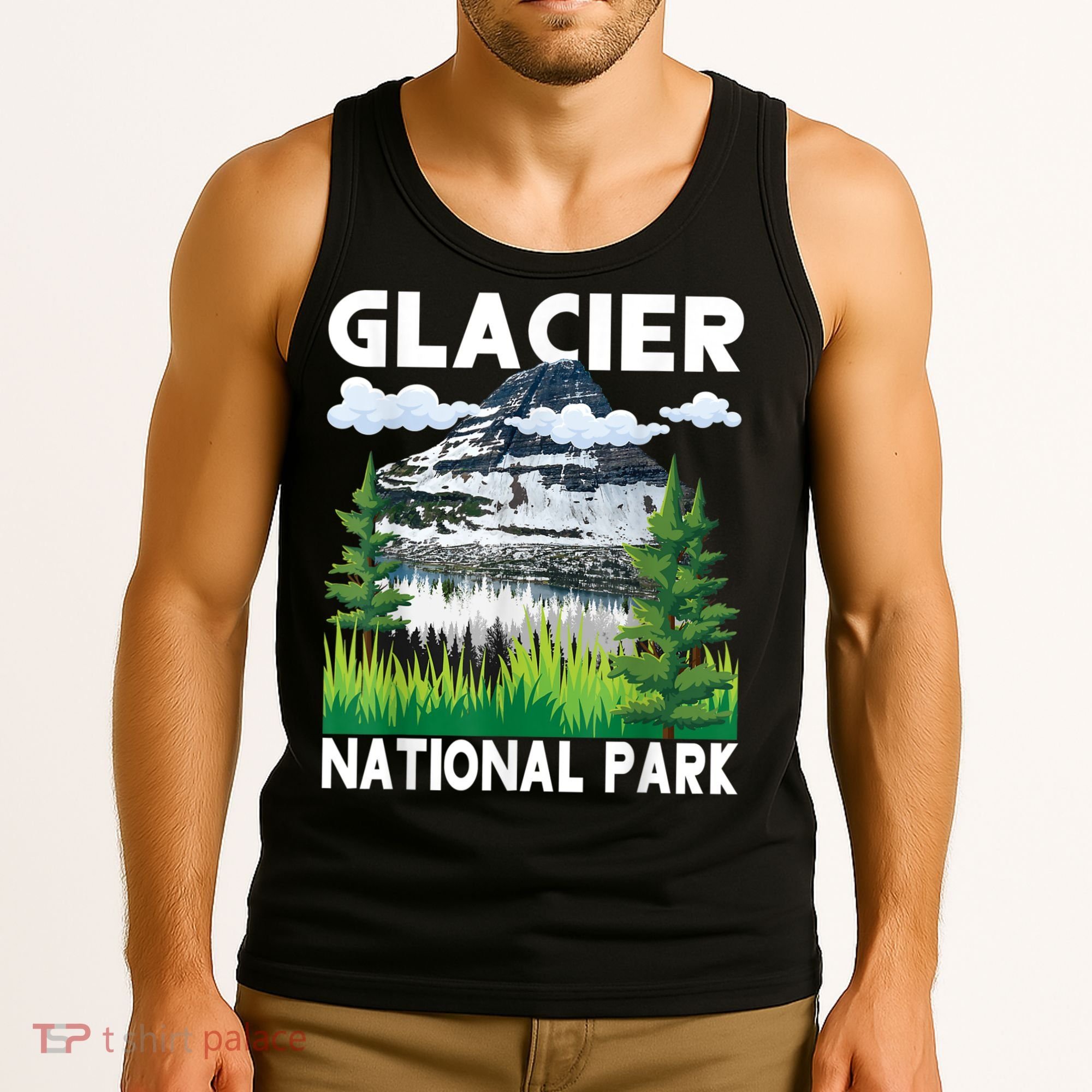 Retro Glacier National Park Hiking & Camping Lover Tank Top