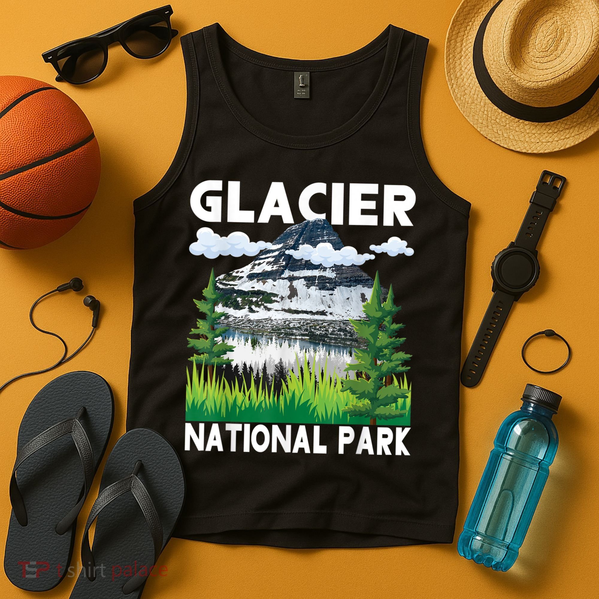 Retro Glacier National Park Hiking & Camping Lover Tank Top