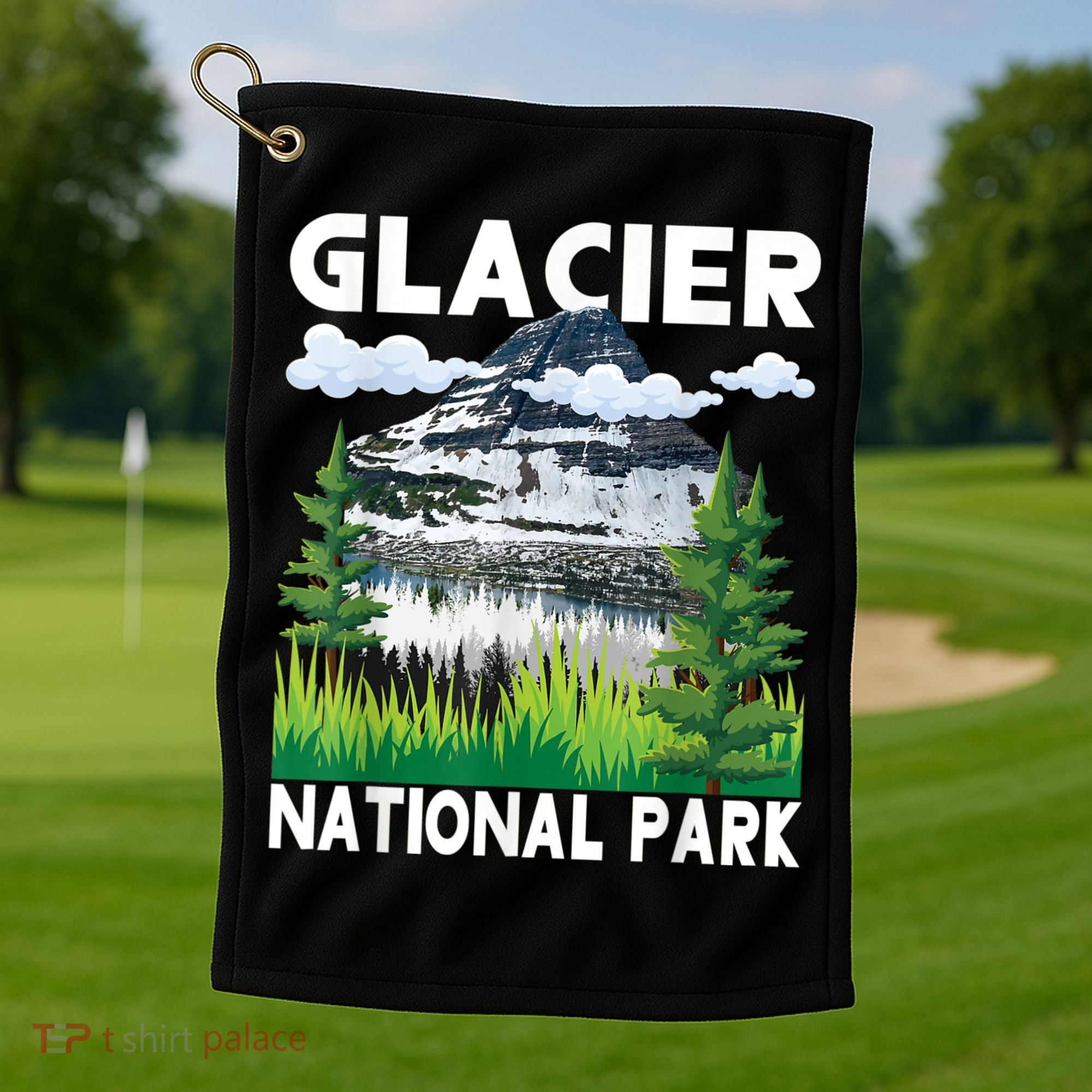 Retro Glacier National Park Hiking & Camping Lover Golf Towel
