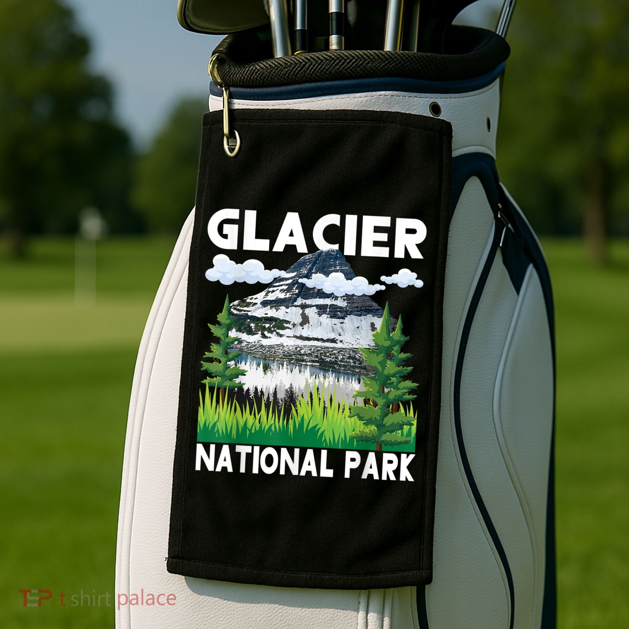 Retro Glacier National Park Hiking & Camping Lover Golf Towel