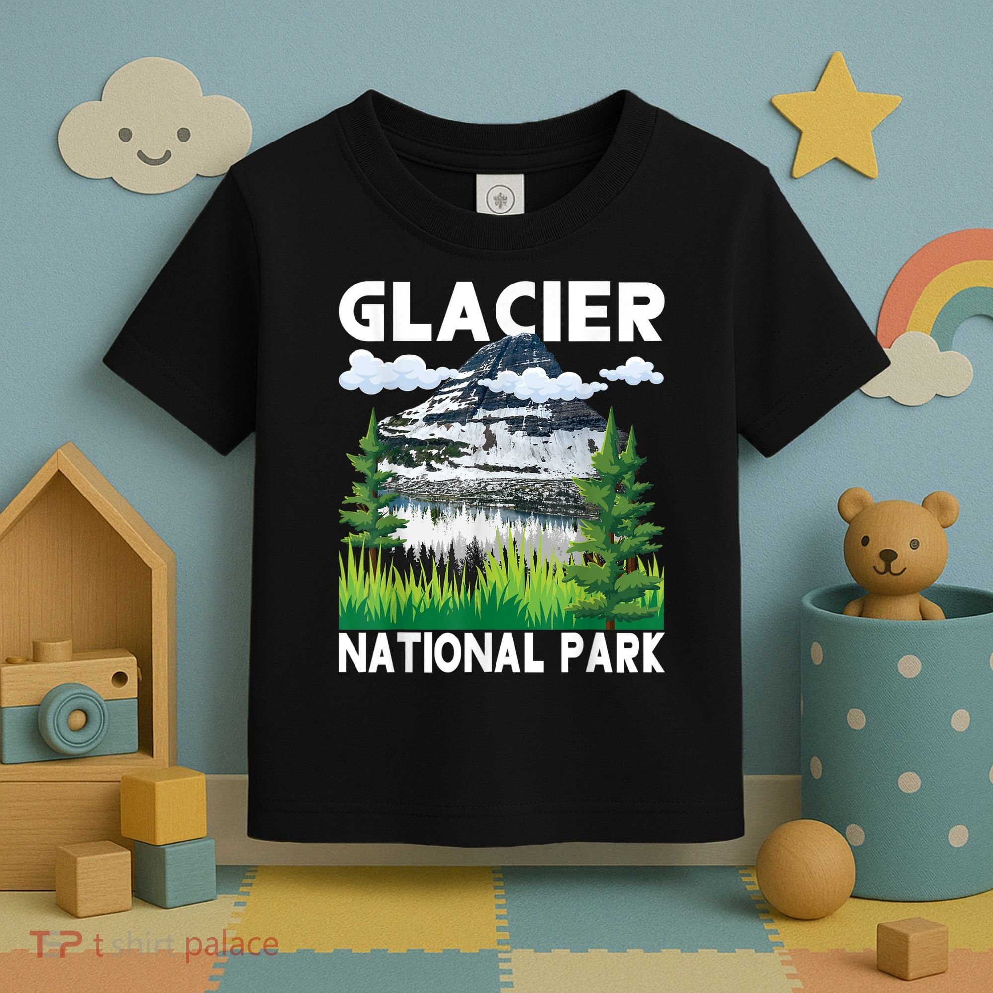 Retro Glacier National Park Hiking & Camping Lover Toddler T-Shirt
