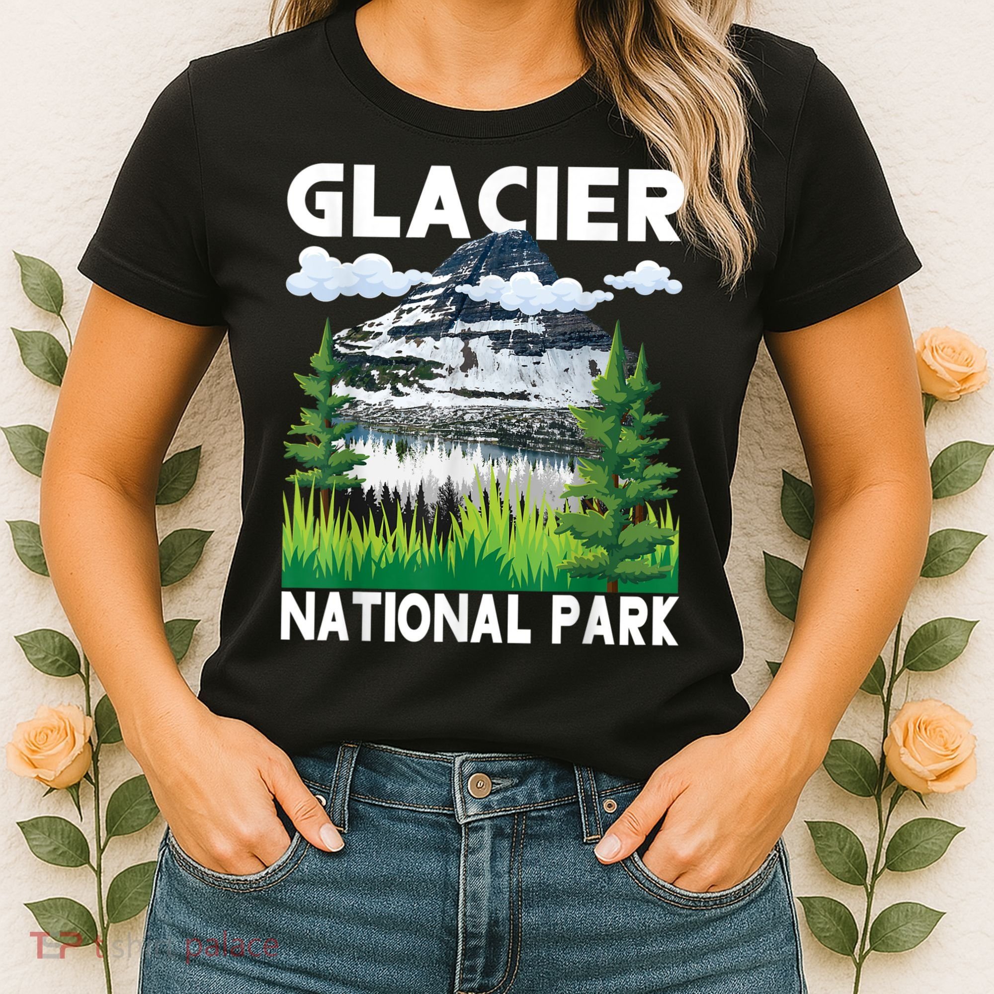 Retro Glacier National Park Hiking & Camping Lover Women's T-Shirt
