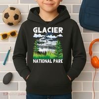 Retro Glacier National Park Hiking & Camping Lover Kids Hoodie thumb 2