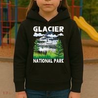 Retro Glacier National Park Hiking & Camping Lover Kids Hoodie thumb 3