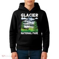 Retro Glacier National Park Hiking & Camping Lover Kids Hoodie thumb 4