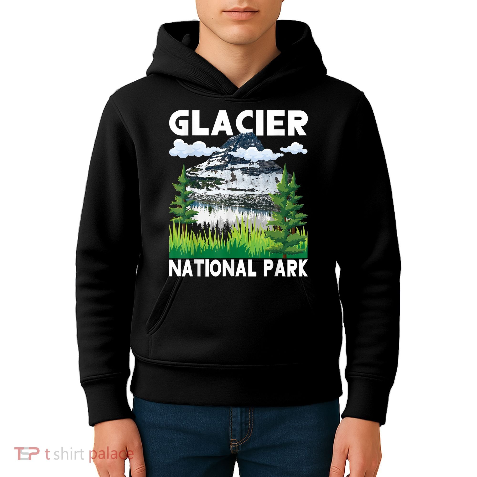 Retro Glacier National Park Hiking & Camping Lover Kids Hoodie