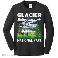 Retro Glacier National Park Hiking & Camping Lover Kids Long Sleeve Shirt thumb 0