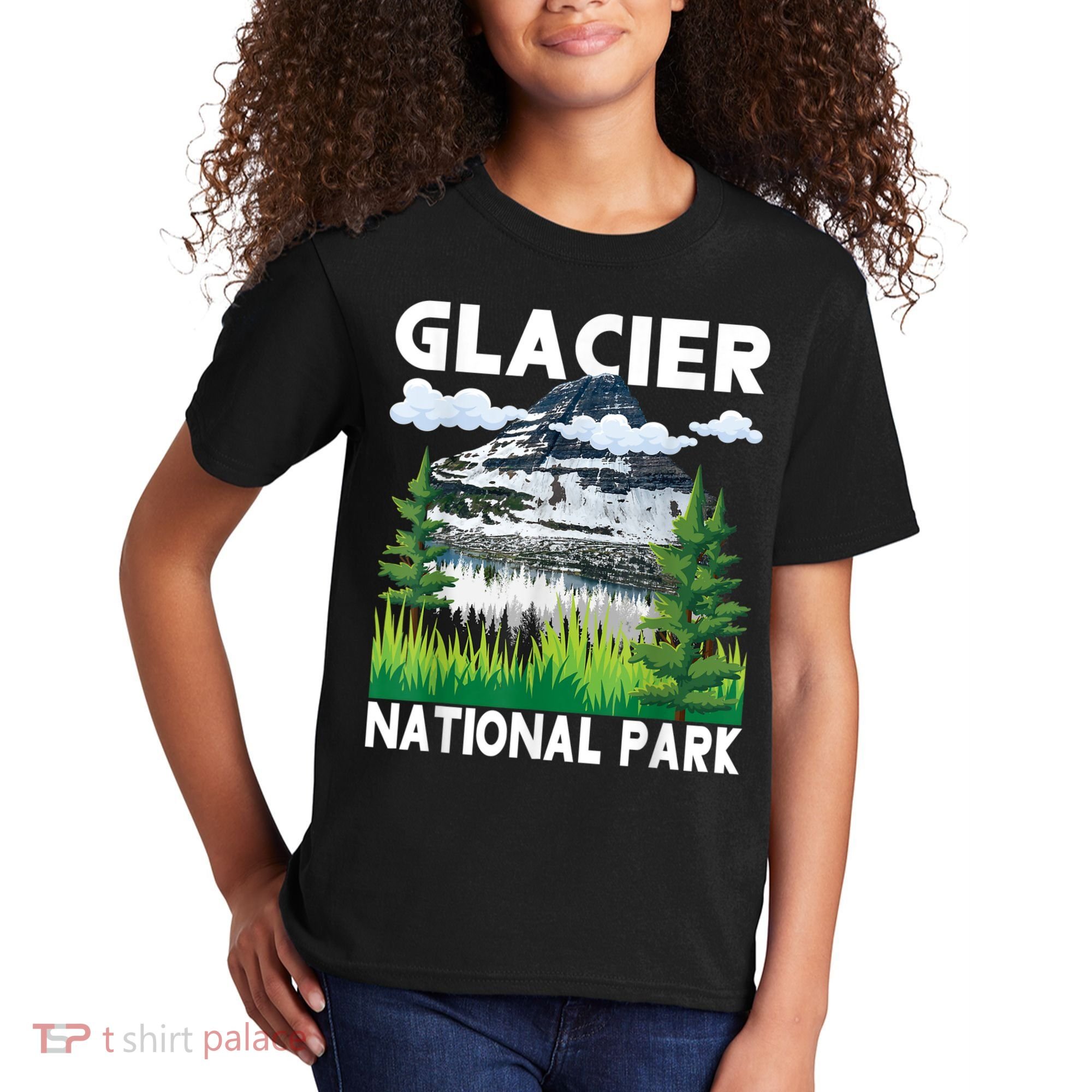 Retro Glacier National Park Hiking & Camping Lover Kids T-Shirt