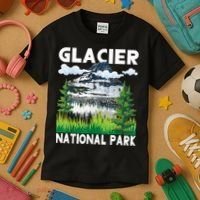 Retro Glacier National Park Hiking & Camping Lover Kids T-Shirt thumb 3