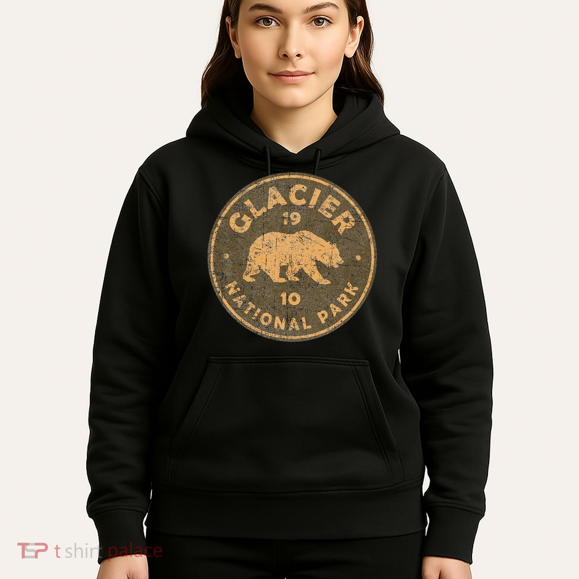 Retro Glacier National Park Montana Hiking Hoodie