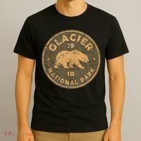 Retro Glacier National Park Montana Hiking T-Shirt thumb 3