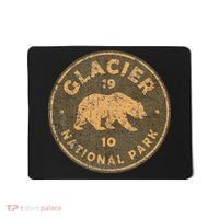 Retro Glacier National Park Montana Hiking Mousepad thumb 0
