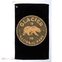 Retro Glacier National Park Montana Hiking Golf Towel thumb 0