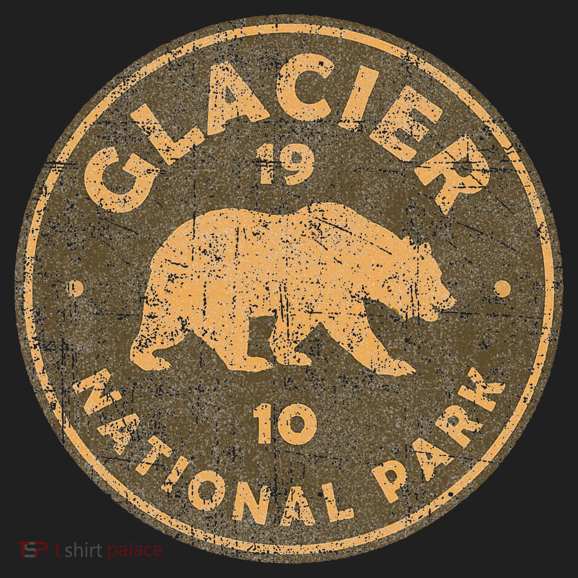 Retro Glacier National Park Montana Hiking Golf Towel