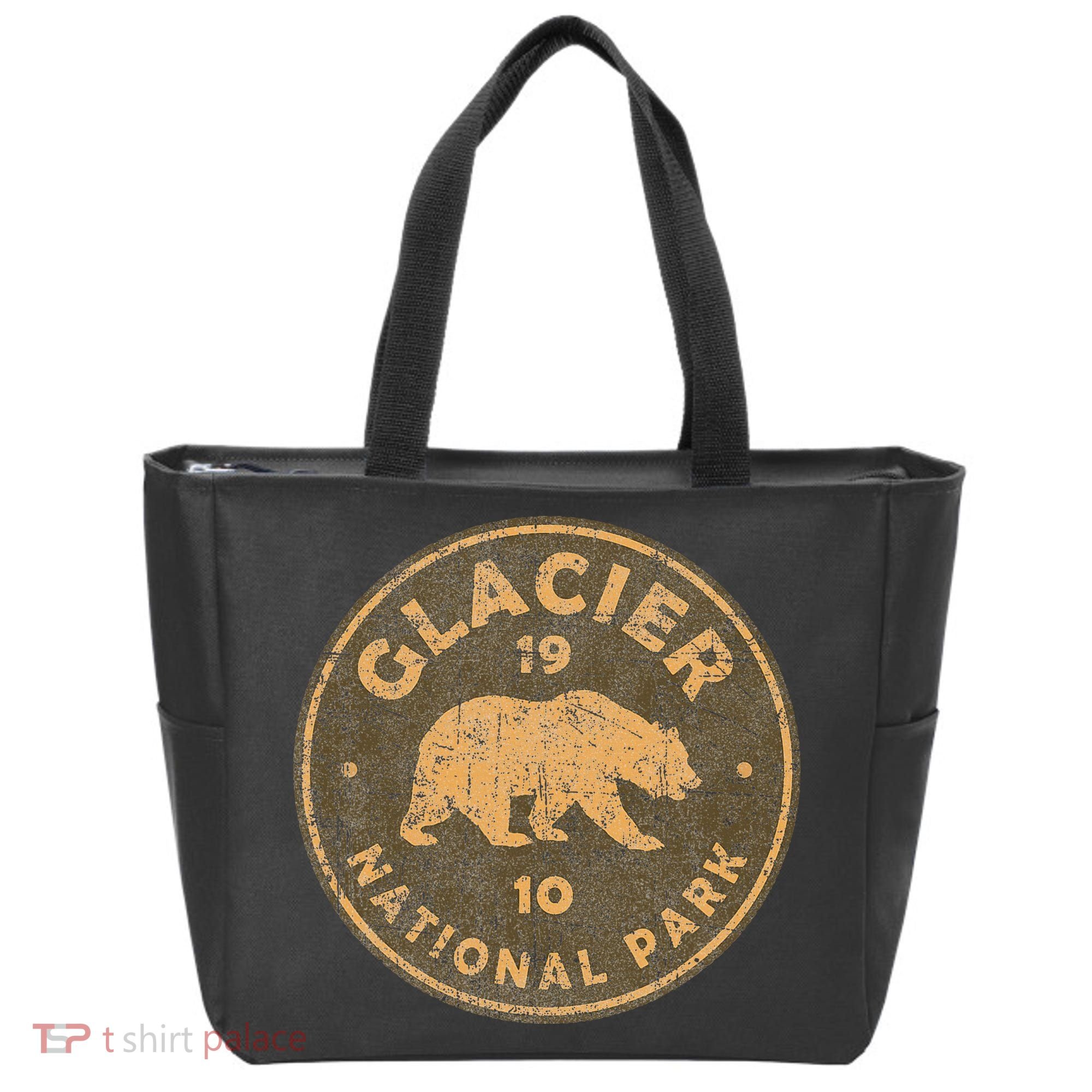 Retro Glacier National Park Montana Hiking Tote Bag