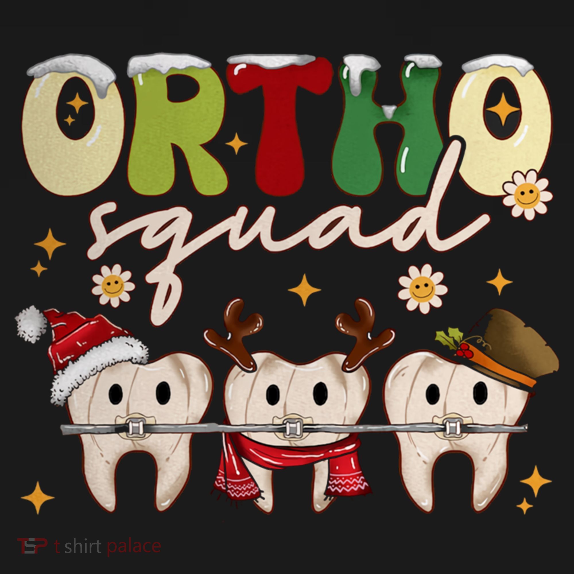 Retro Groovy Ortho Squad Christmas Orthodontist Dentist Gift Women's Hoodie