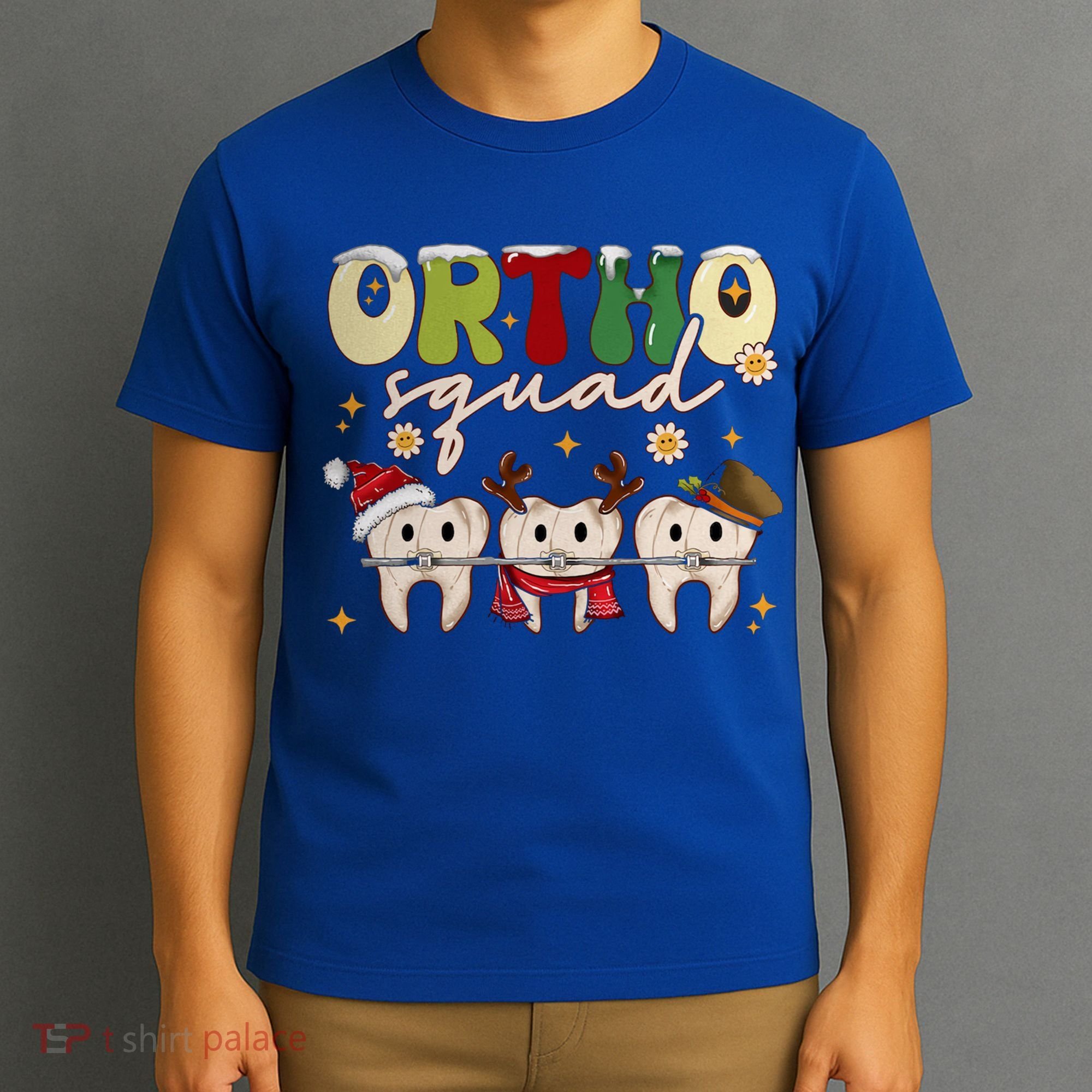 Retro Groovy Ortho Squad Christmas Orthodontist Dentist Gift T-Shirt