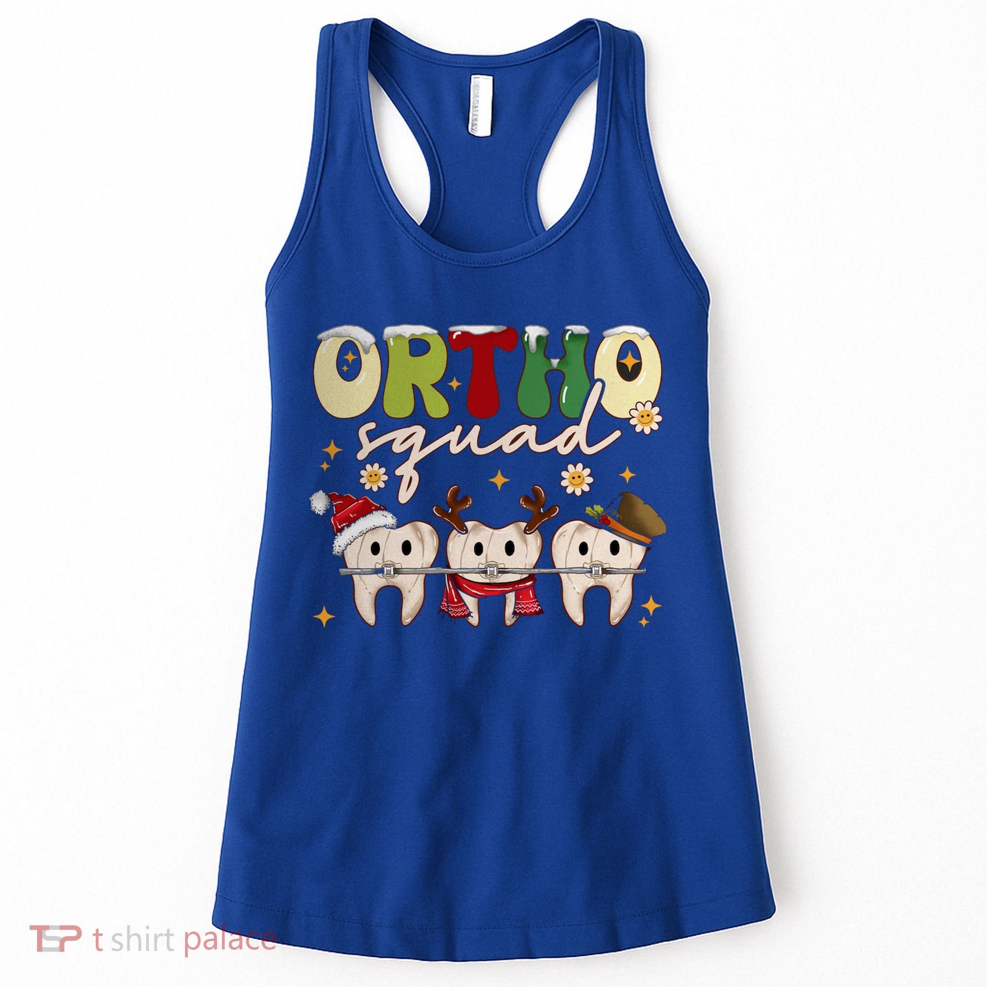 Retro Groovy Ortho Squad Christmas Orthodontist Dentist Gift Women's Tank Top
