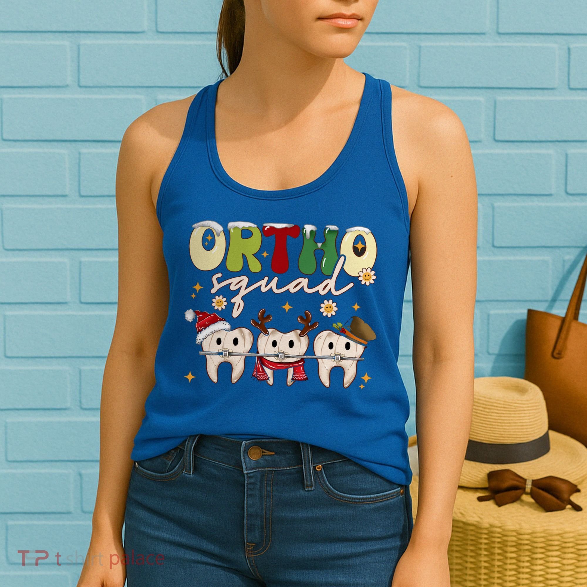Retro Groovy Ortho Squad Christmas Orthodontist Dentist Gift Women's Tank Top