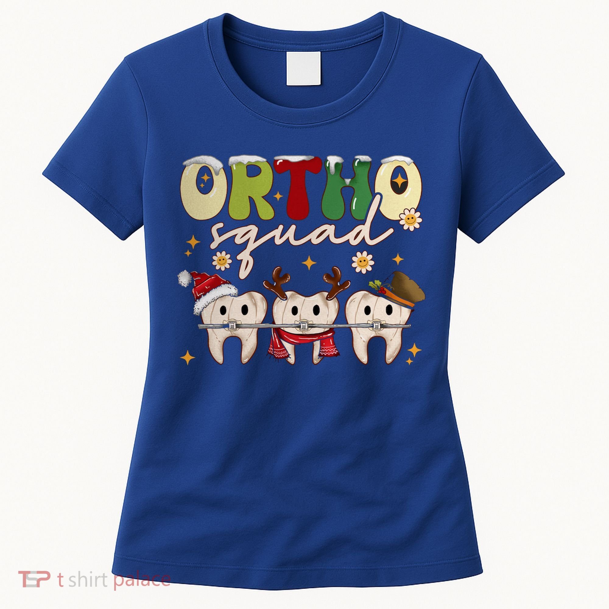 Retro Groovy Ortho Squad Christmas Orthodontist Dentist Gift Women's T-Shirt