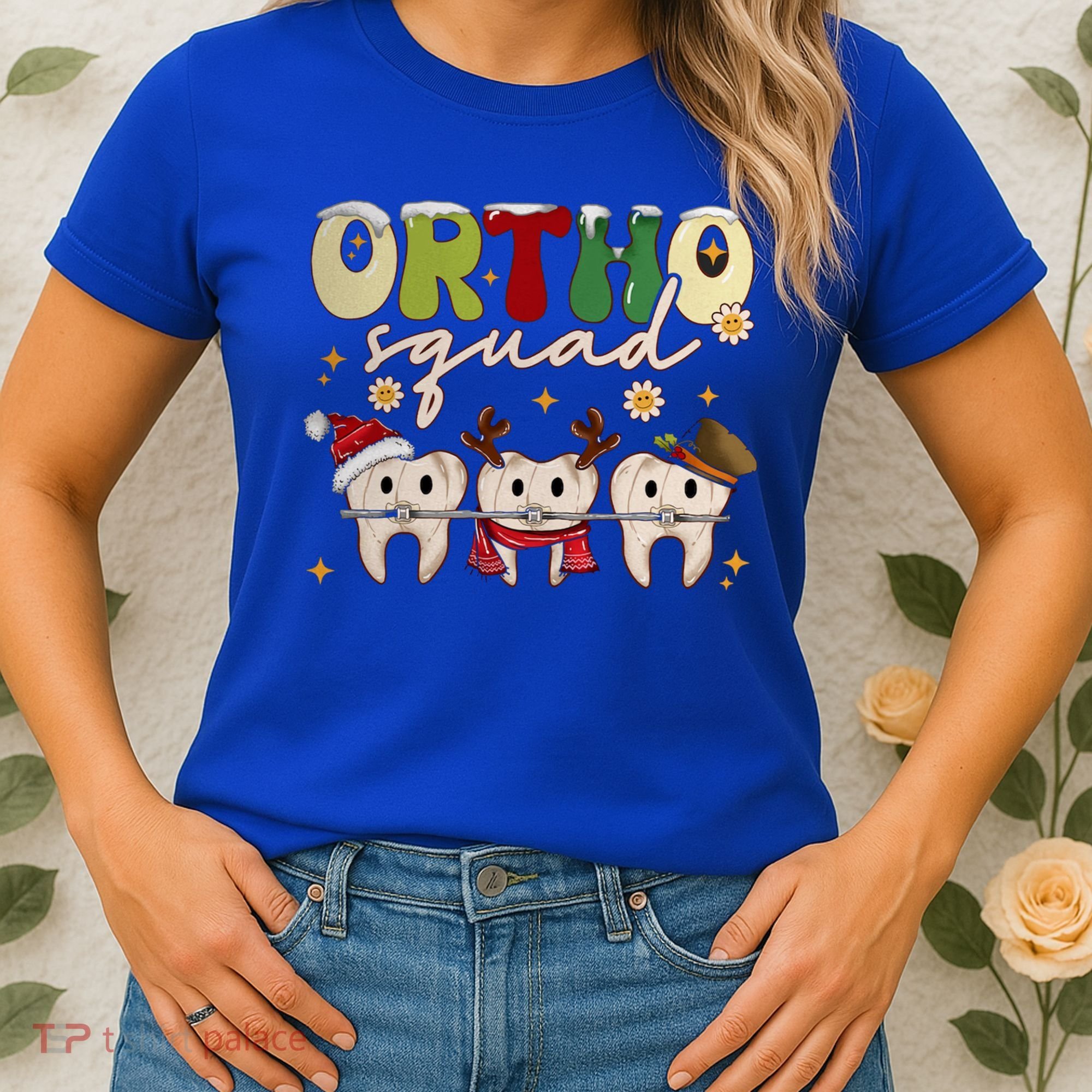 Retro Groovy Ortho Squad Christmas Orthodontist Dentist Gift Women's T-Shirt