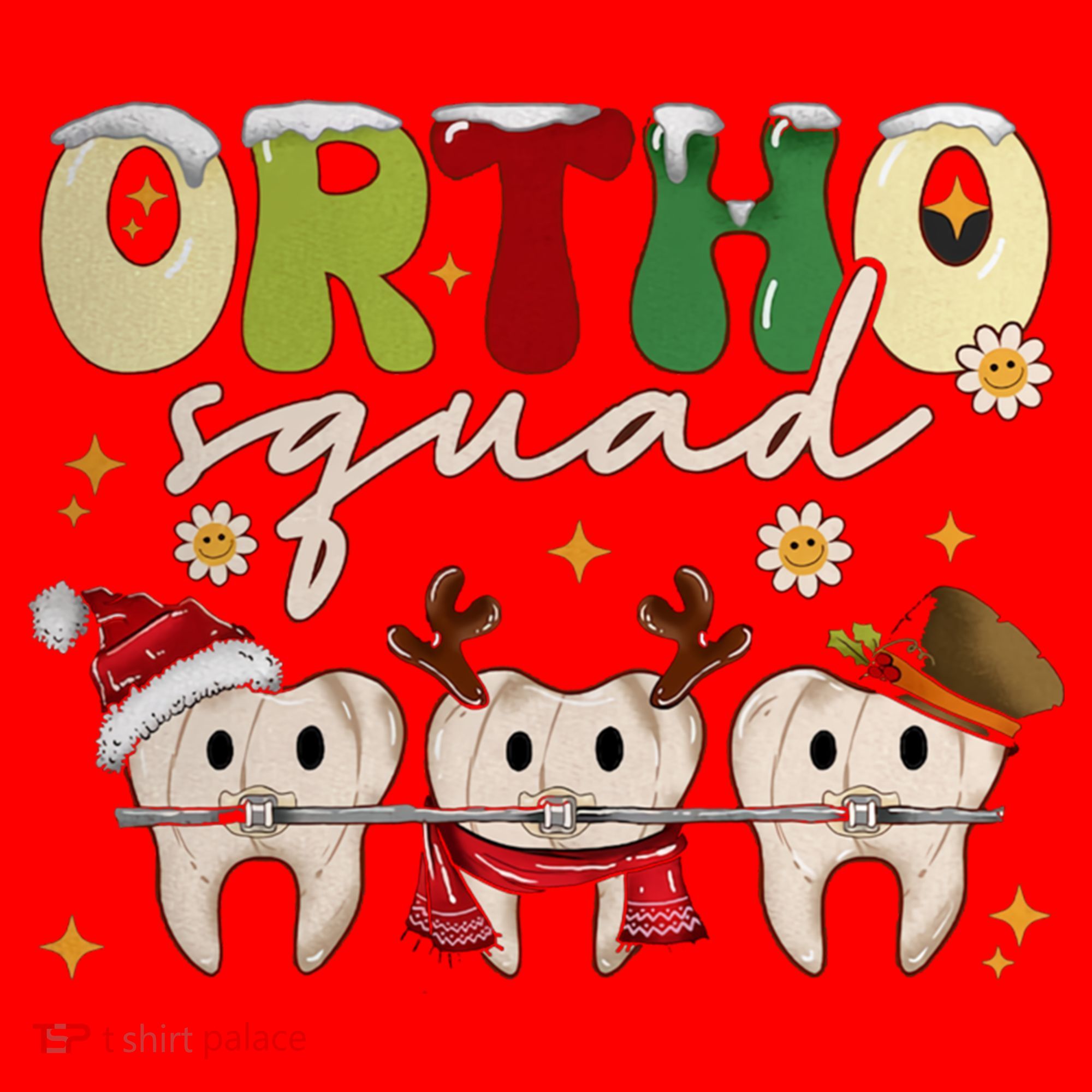 Retro Groovy Ortho Squad Christmas Orthodontist Dentist Gift Santa Hat