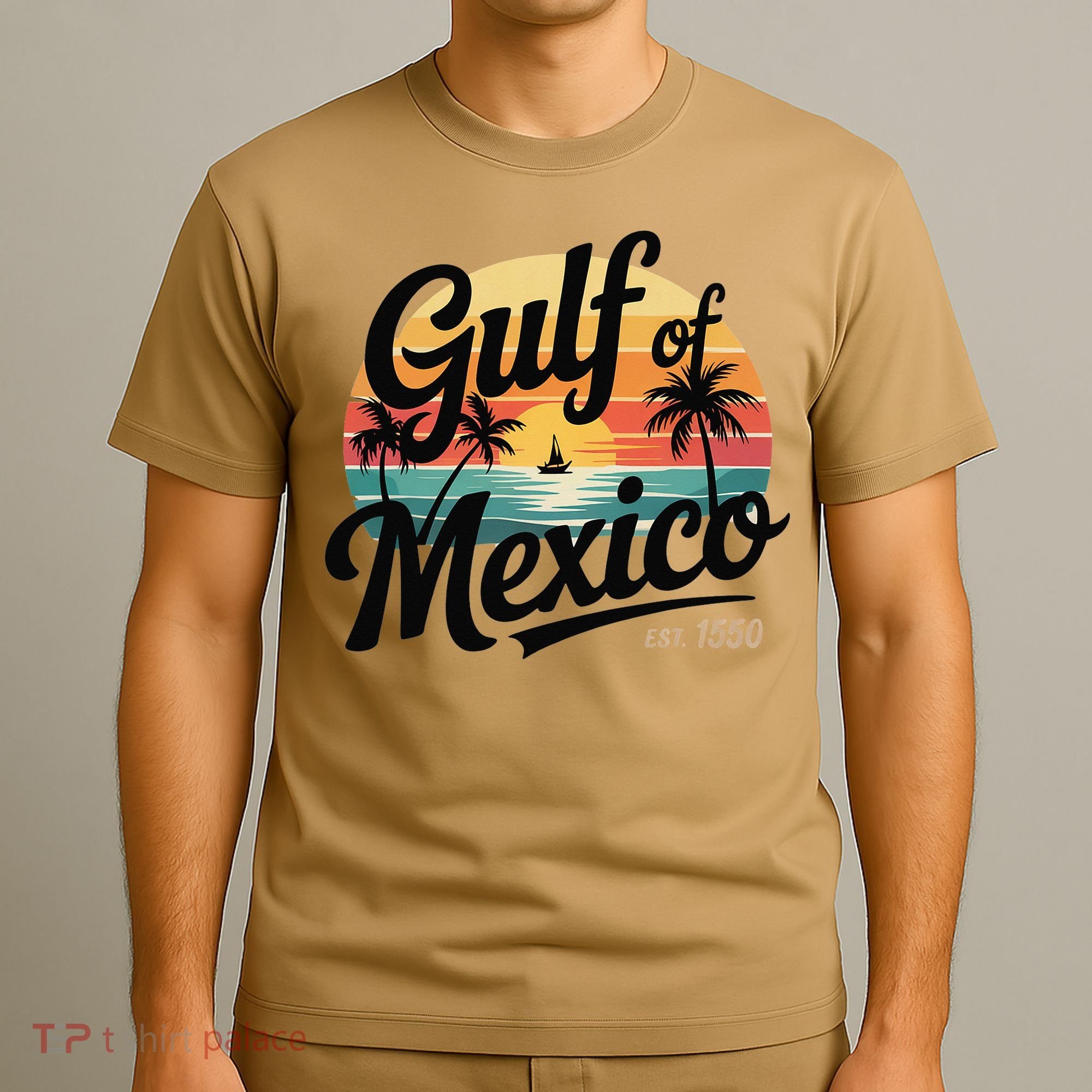 Retro Gulf Of Mexico Patriotic Beach Life Est 1550 T-Shirt