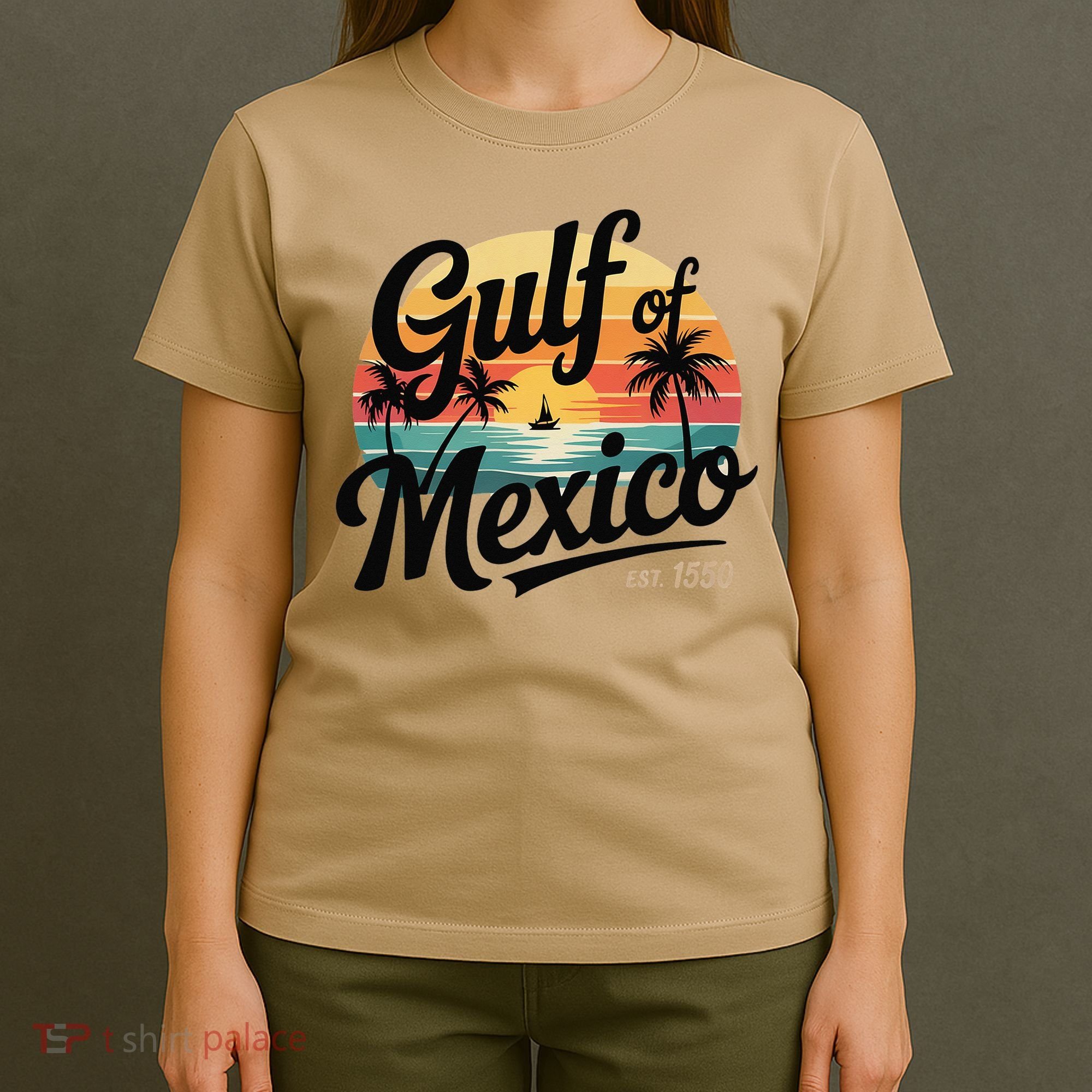 Retro Gulf Of Mexico Patriotic Beach Life Est 1550 T-Shirt