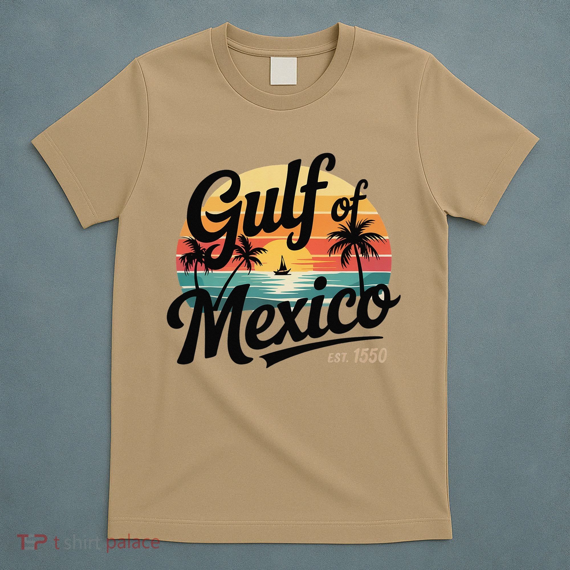 Retro Gulf Of Mexico Patriotic Beach Life Est 1550 T-Shirt