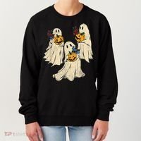 Retro Groovy Pumpkin Ghost Costume Halloween Floral Ghosts Women's Sweatshirt thumb 0