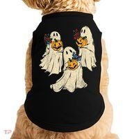 Retro Groovy Pumpkin Ghost Costume Halloween Floral Ghosts Doggie Tank thumb 0