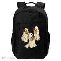 Retro Groovy Pumpkin Ghost Costume Halloween Floral Ghosts Backpack thumb 0