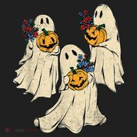 Retro Groovy Pumpkin Ghost Costume Halloween Floral Ghosts Hat thumb 2
