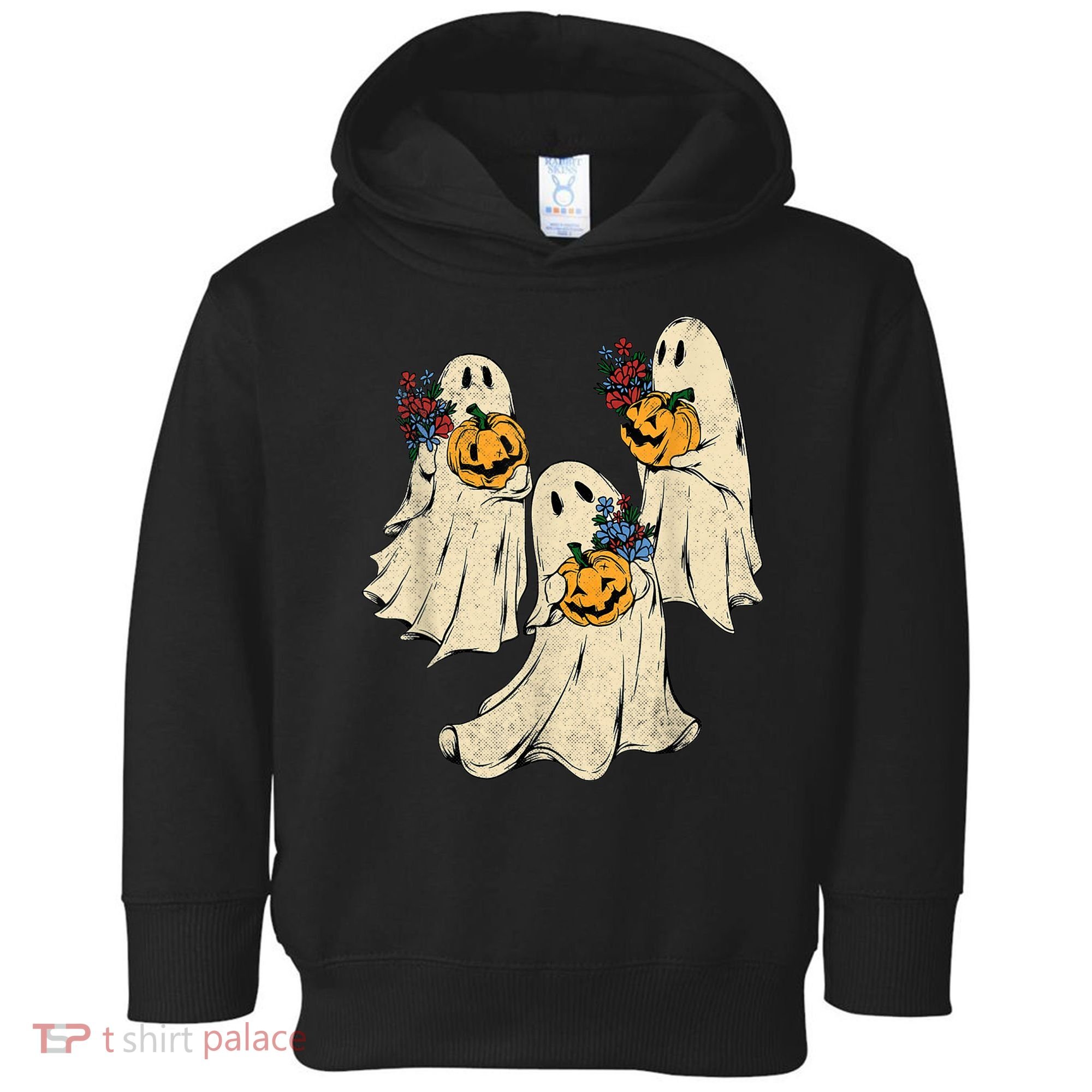 Retro Groovy Pumpkin Ghost Costume Halloween Floral Ghosts Toddler Hoodie
