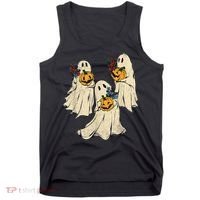 Retro Groovy Pumpkin Ghost Costume Halloween Floral Ghosts Tank Top thumb 0