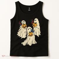 Retro Groovy Pumpkin Ghost Costume Halloween Floral Ghosts Tank Top thumb 2