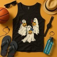 Retro Groovy Pumpkin Ghost Costume Halloween Floral Ghosts Tank Top thumb 4